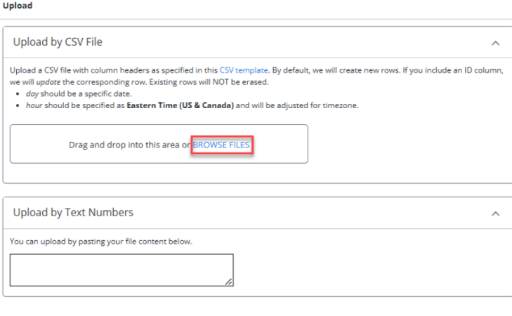 upload CSV